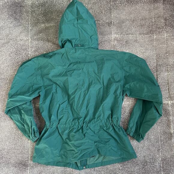 Women's Vintage 80's LL Bean Cursive Logo Teal Hooded Windbreaker Jacket Sz M - Picture 5 of 5